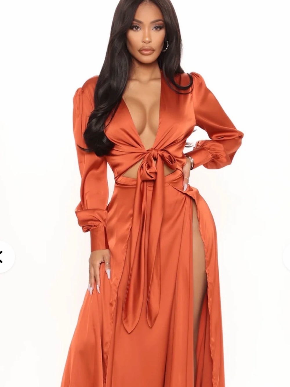 Fashion Nova | Entice Me Satin Maxi dress Bronze